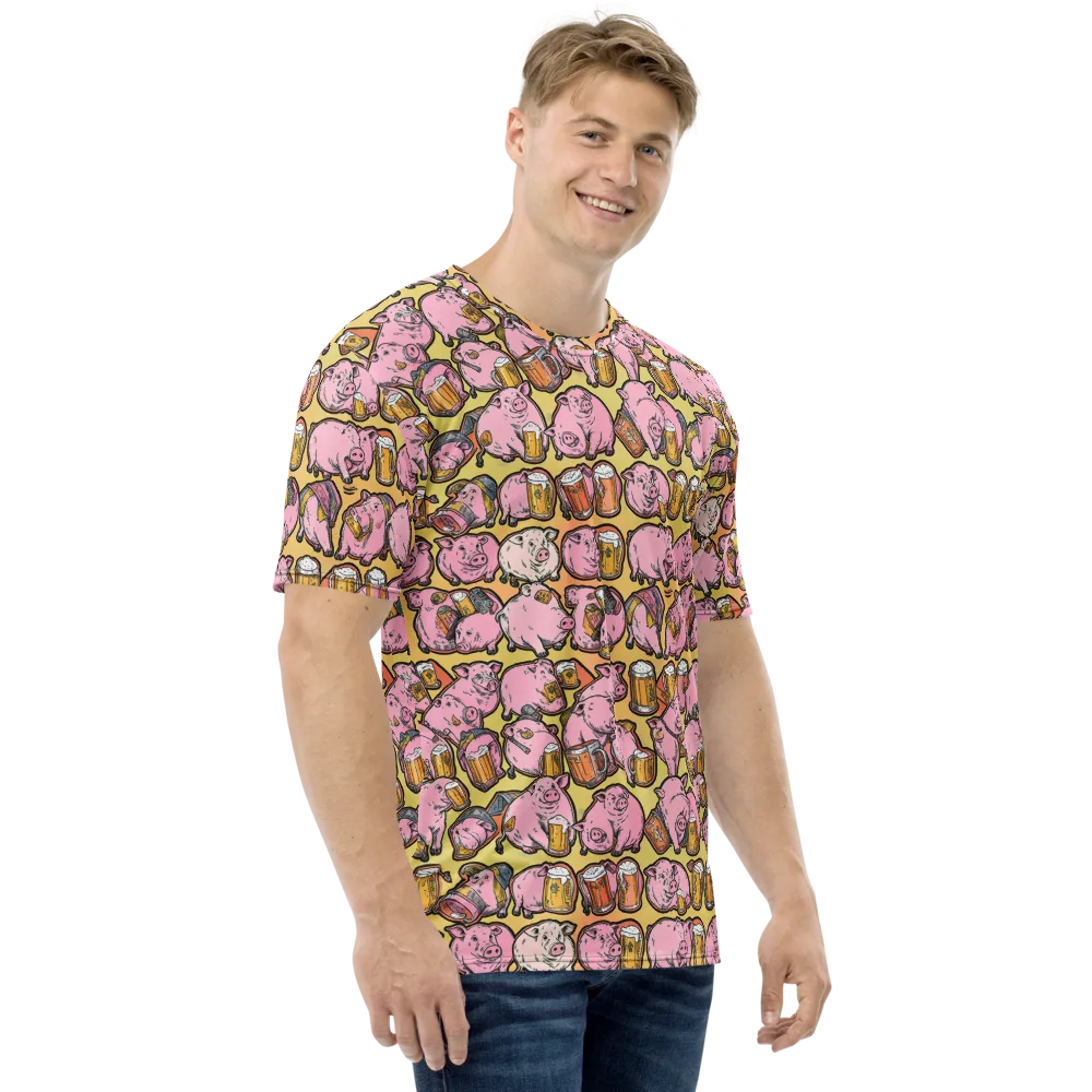 Brew And Oink on Men's Crew Neck T-Shirt — Right
