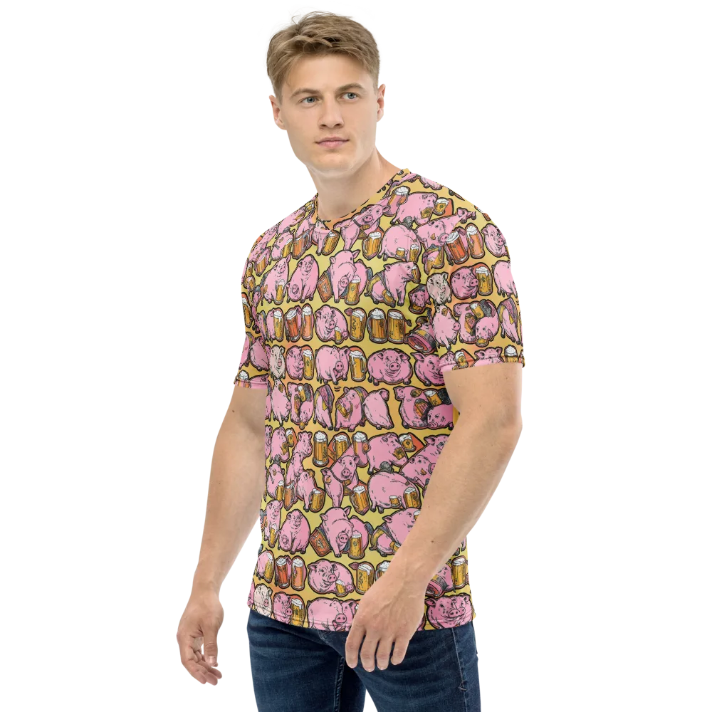 Brew And Oink on Men's Crew Neck T-Shirt — Left