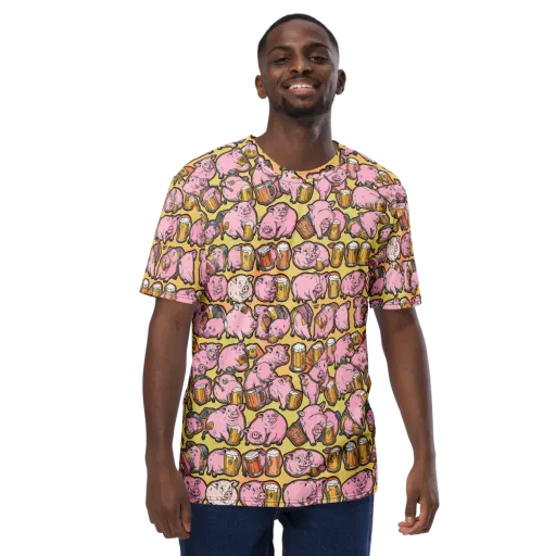 Brew And Oink on a Men's Crew Neck T-Shirt