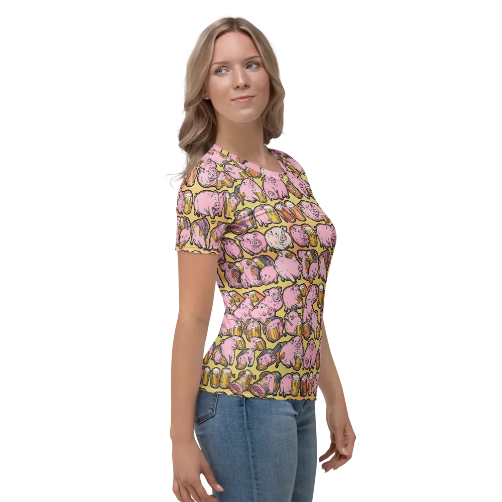 Brew And Oink on Women's Crew Neck T-Shirt — Right