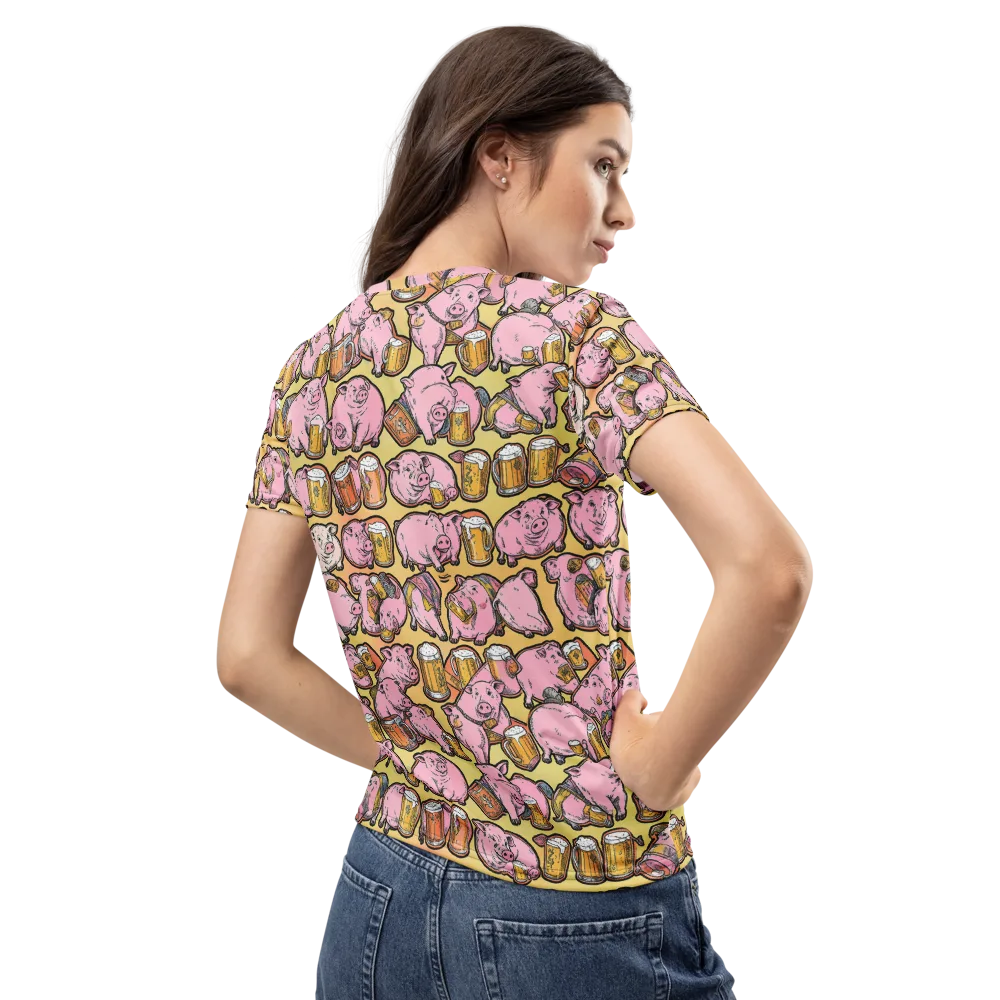 Brew And Oink on Women's Crew Neck T-Shirt — Back