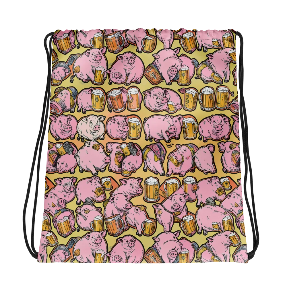 Brew And Oink on Drawstring Bag — Photo