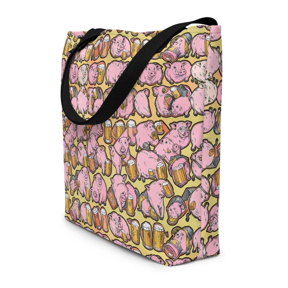 Brew And Oink on Large Tote Bag W/ Pocket — Front