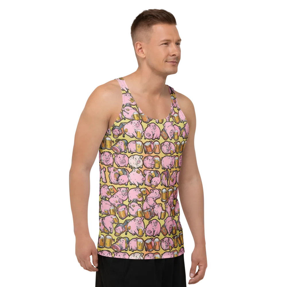 Brew And Oink on Men's Tank Top — Right Front