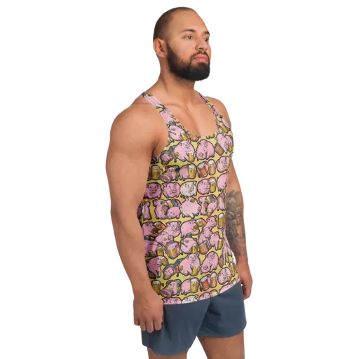 Brew And Oink on a Men's Tank Top