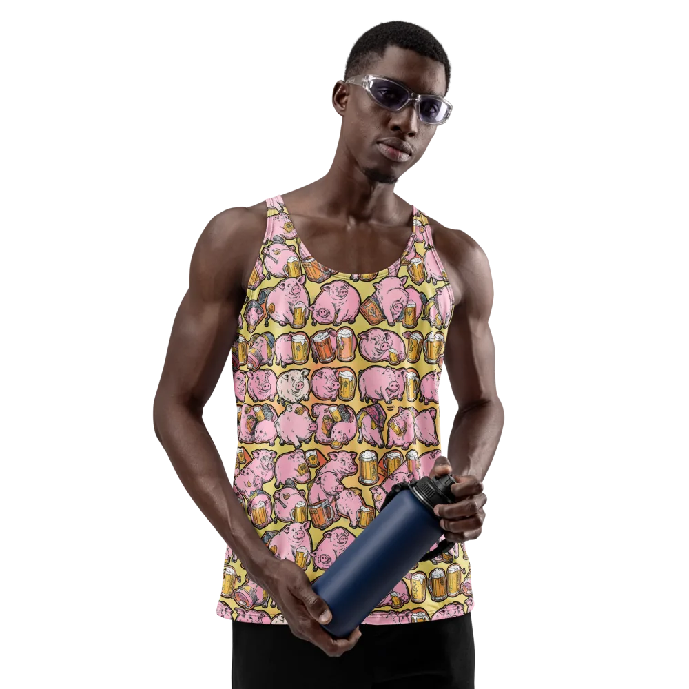 Brew And Oink on Men's Tank Top — Front