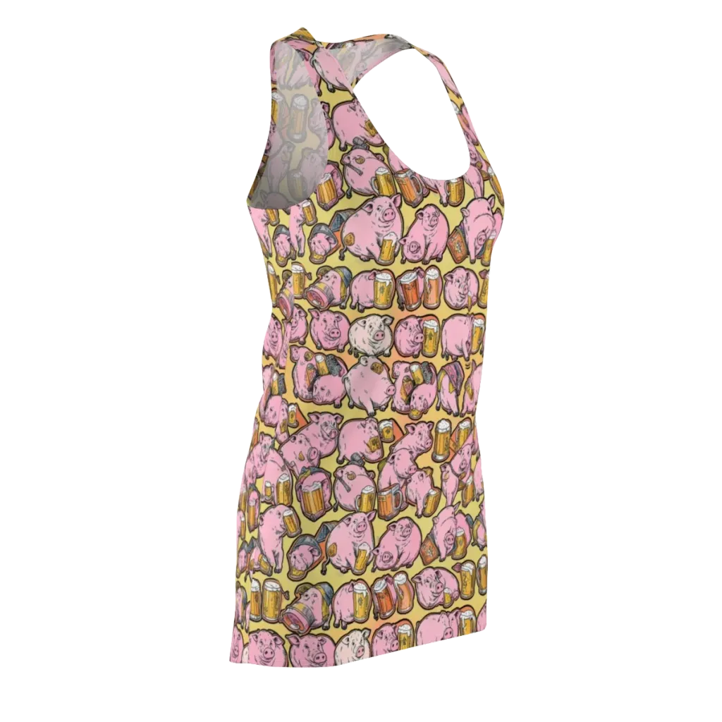 Brew And Oink on Racerback Dress — Front Side
