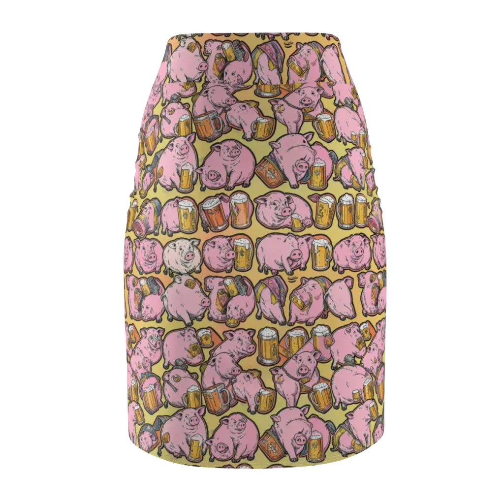 Brew And Oink on Pencil Skirt — Back