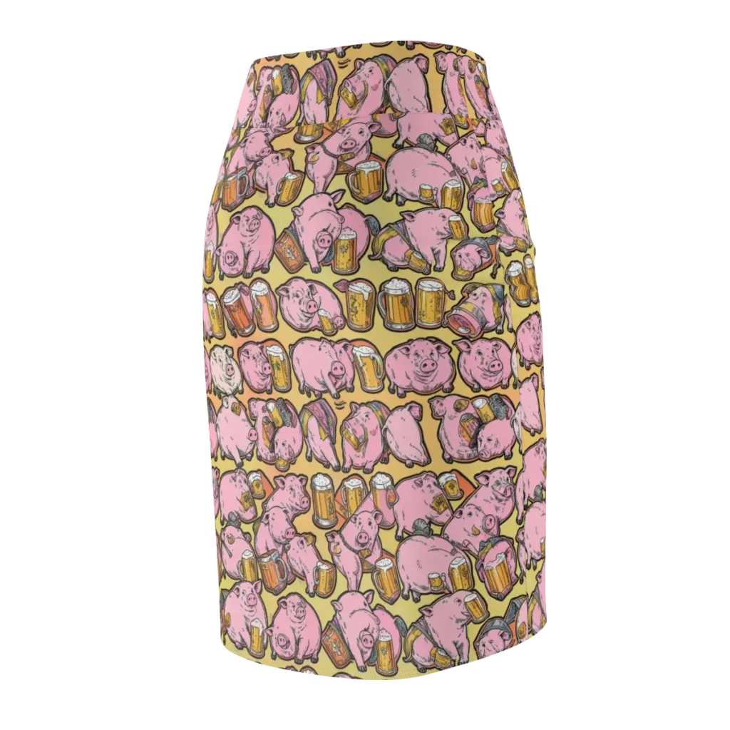 Brew And Oink on Pencil Skirt — Back Side