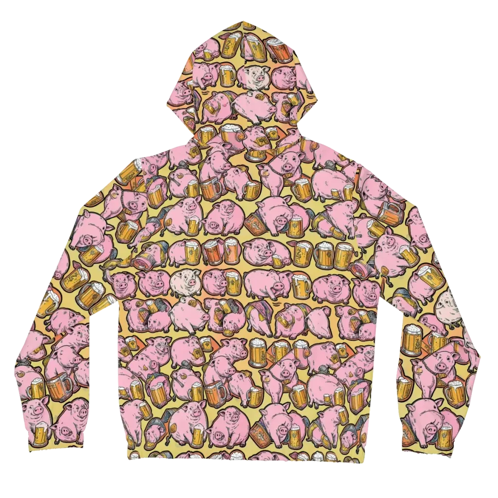 Brew And Oink on Women's Full-Zip Hoodie — Back
