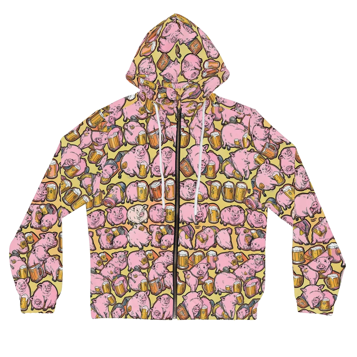 Brew And Oink on Women's Full-Zip Hoodie — Front