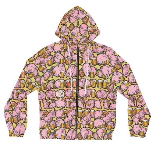 Brew And Oink on a Women's Full-Zip Hoodie