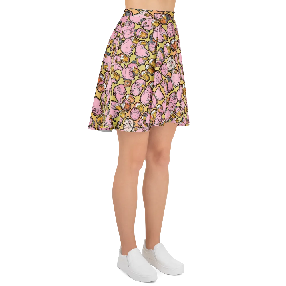 Brew And Oink on Skater Skirt — Right