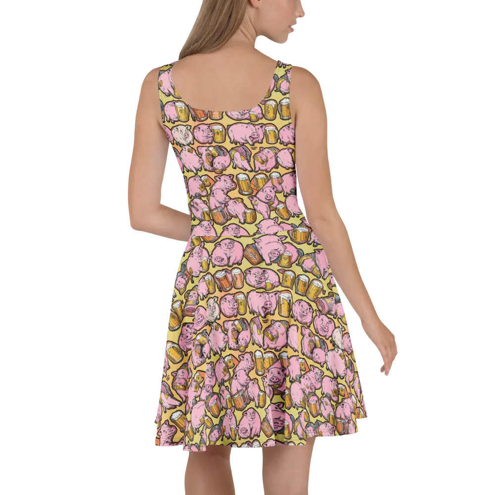 Brew And Oink on Skater Dress — Back