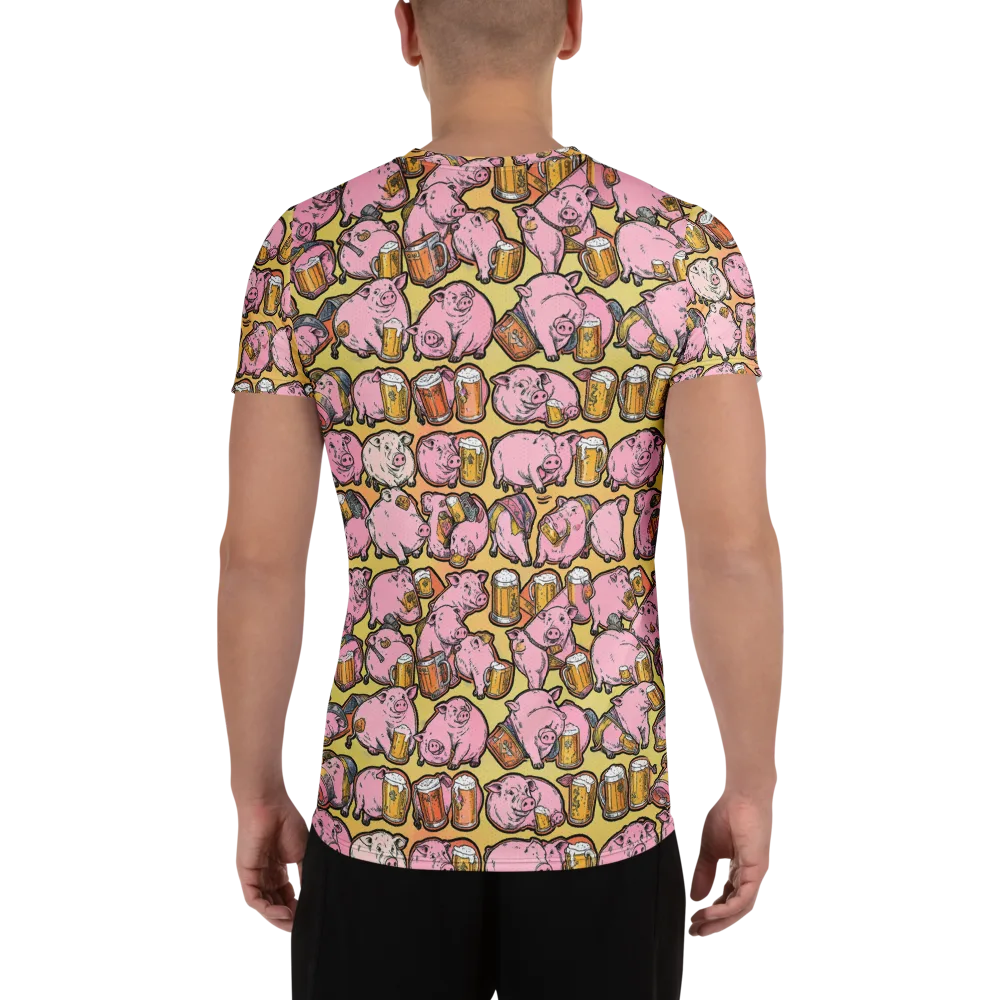 Brew And Oink on Men's Athletic T-Shirt — Back