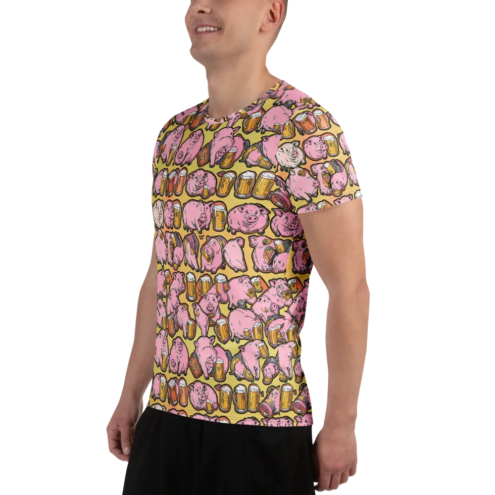 Brew And Oink on Men's Athletic T-Shirt — Left