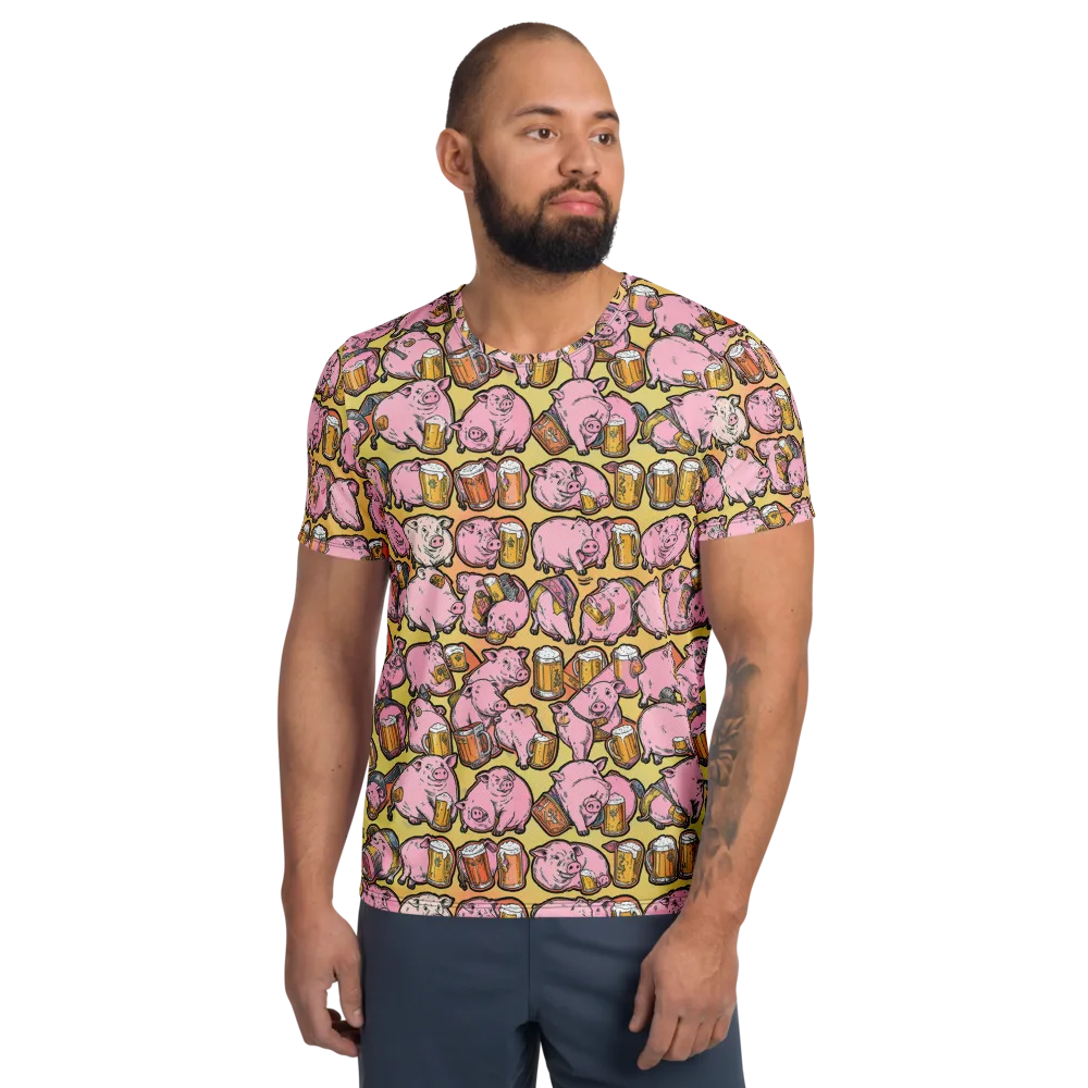 Brew And Oink on Men's Athletic T-Shirt — Front