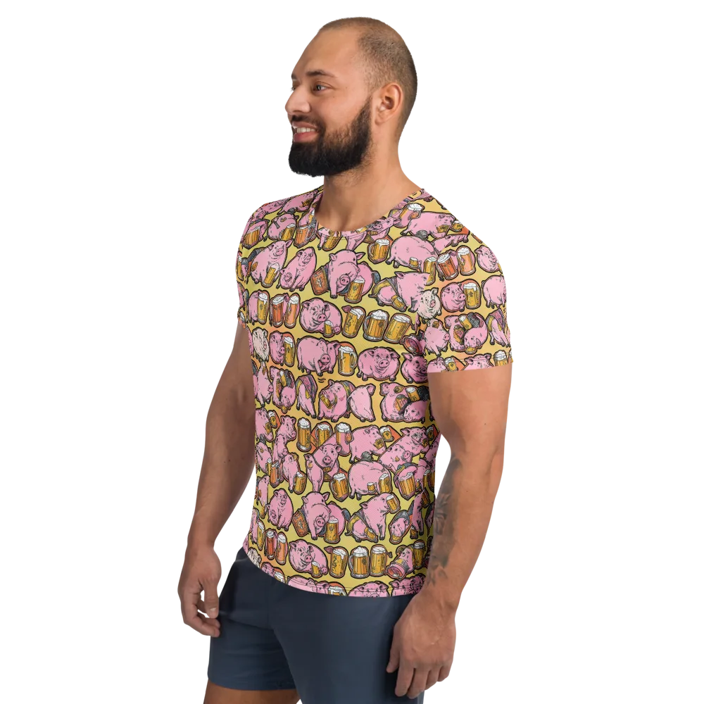 Brew And Oink on Men's Athletic T-Shirt — Left