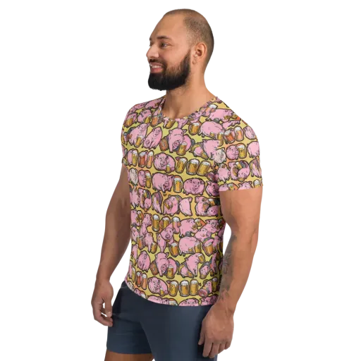 Brew And Oink on a Men's Athletic T-Shirt