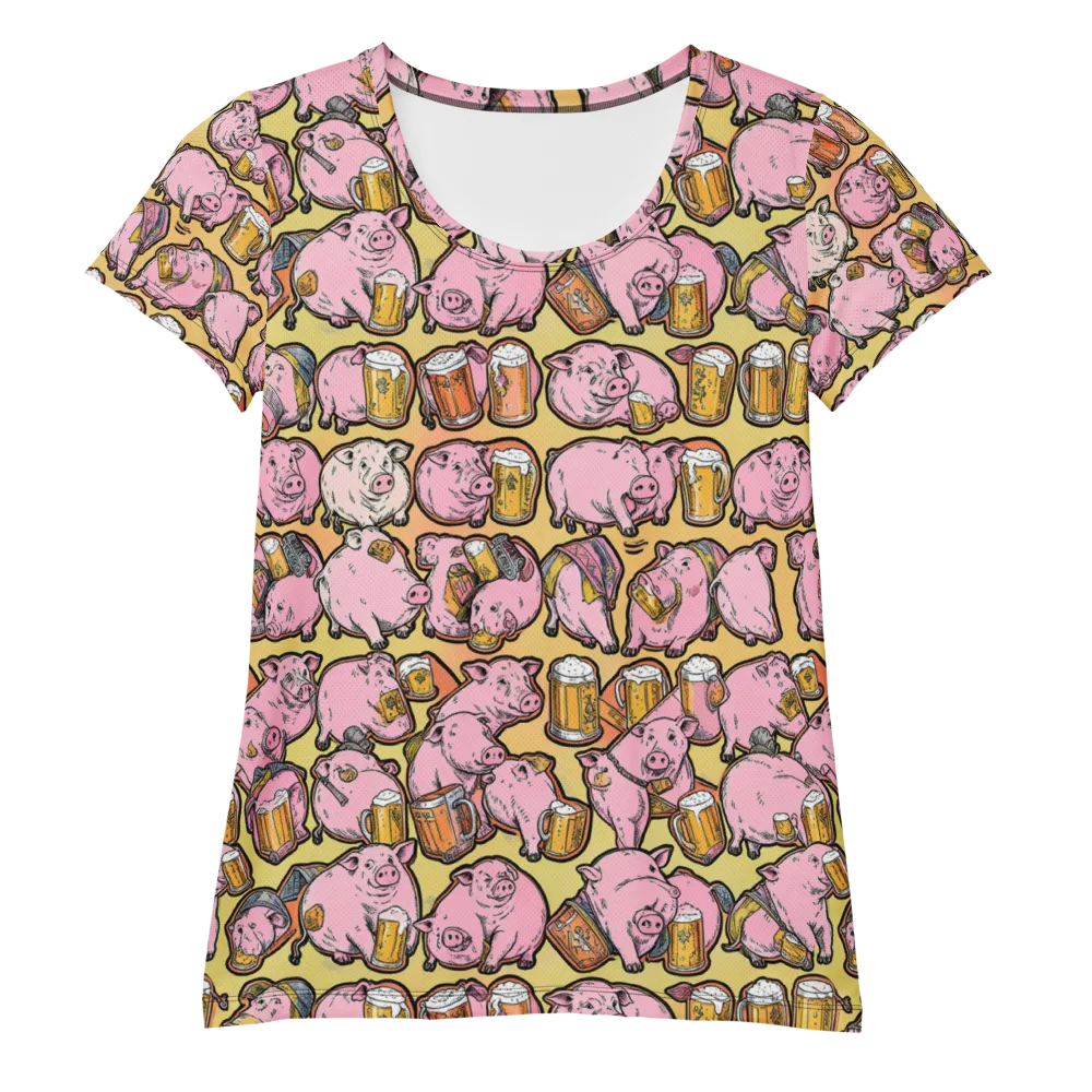 Brew And Oink on Women's Athletic T-Shirt — Front