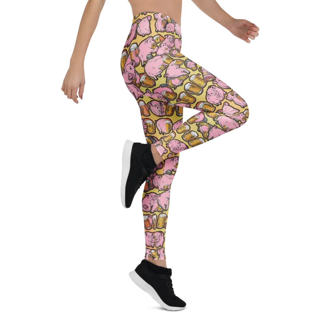 Brew And Oink on Leggings — Right
