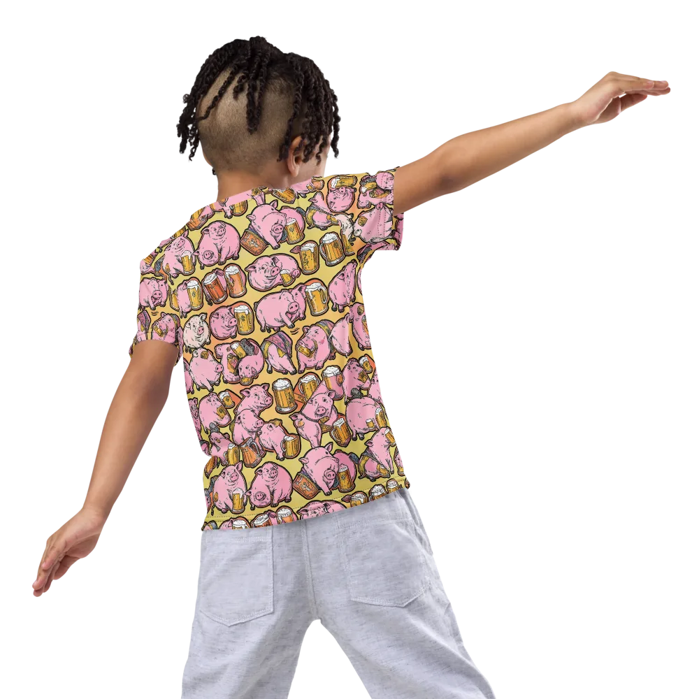 Brew And Oink on Kids Crew Neck T-Shirt — Back