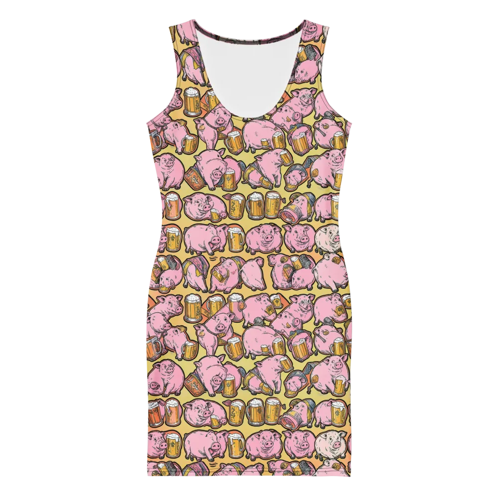Brew And Oink on Bodycon Dress — Front