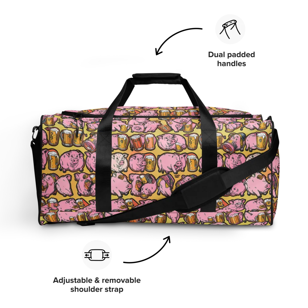 Brew And Oink on Duffle Bag — Front