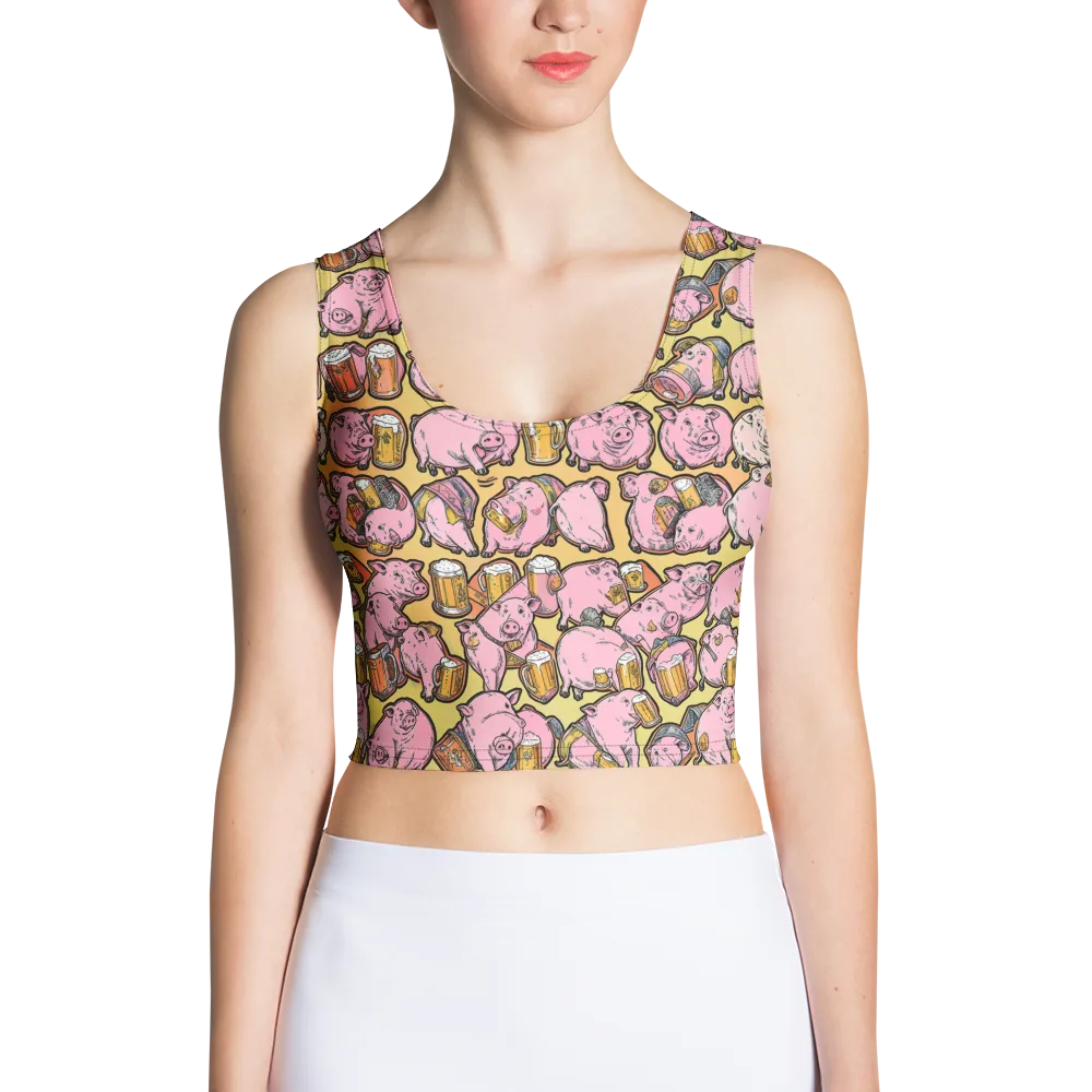 Brew And Oink on Crop Top — Front