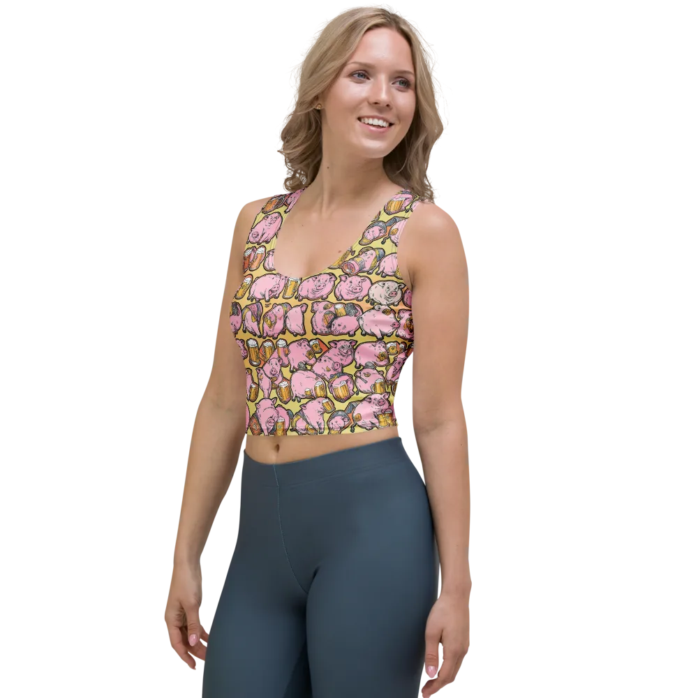 Brew And Oink on Crop Top — Left Front