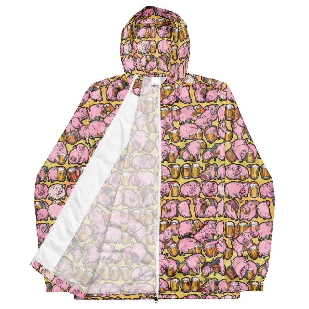 Brew And Oink on Men's Windbreaker — Front