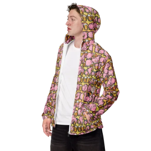 Brew And Oink on a Men's Windbreaker