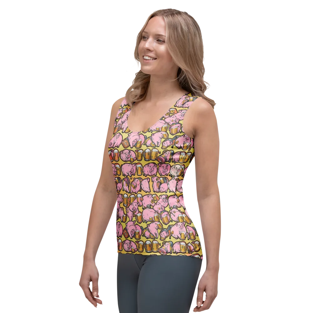 Brew And Oink on Women's Tank Top — Left Front