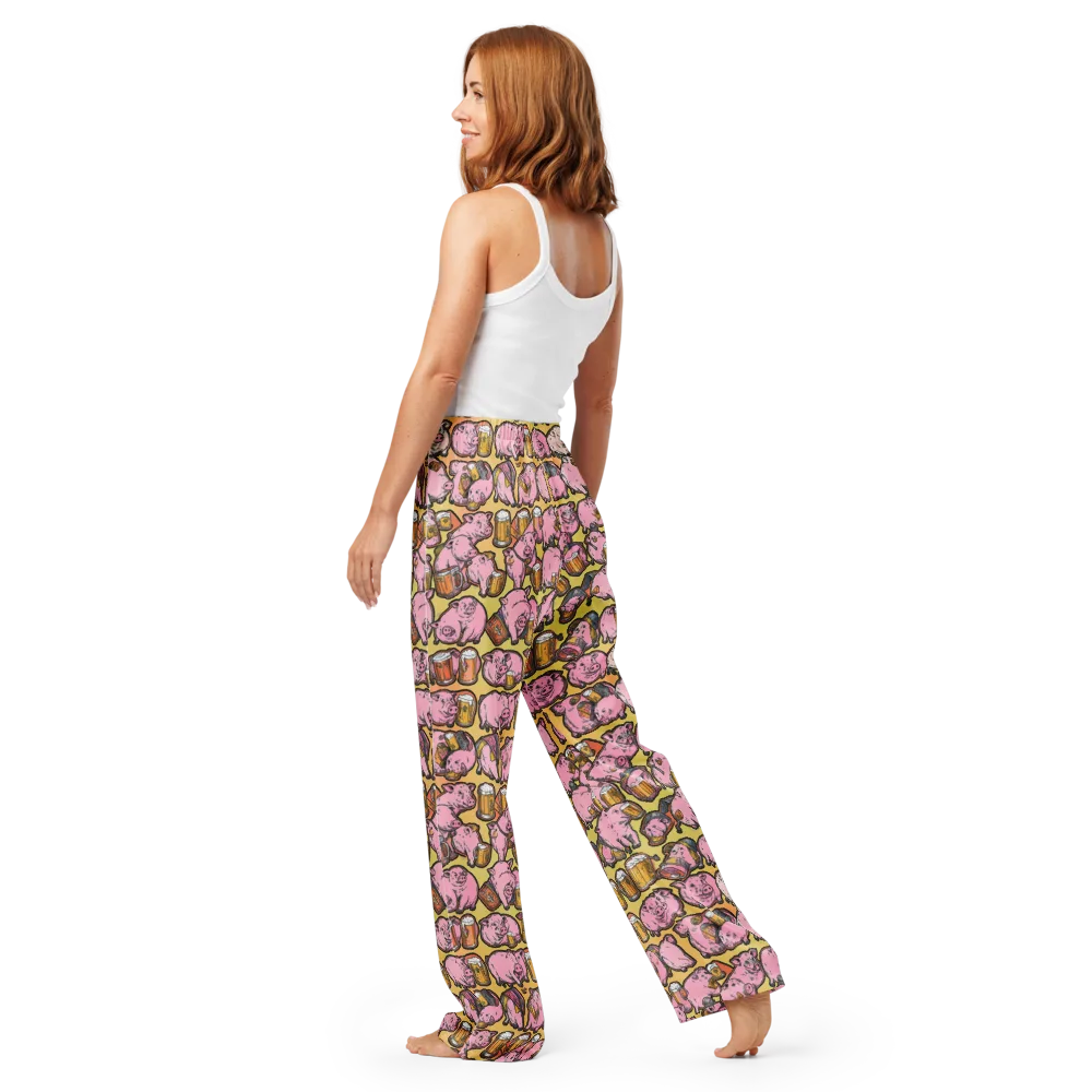 Brew And Oink on Women's Pajama Pants — Back
