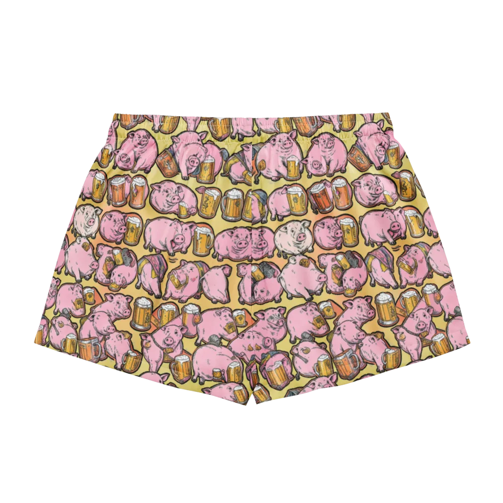 Brew And Oink on Women's Pajama Shorts — Back