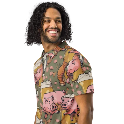 Bacon Brew on a Men's Slim Fit Polo Shirt