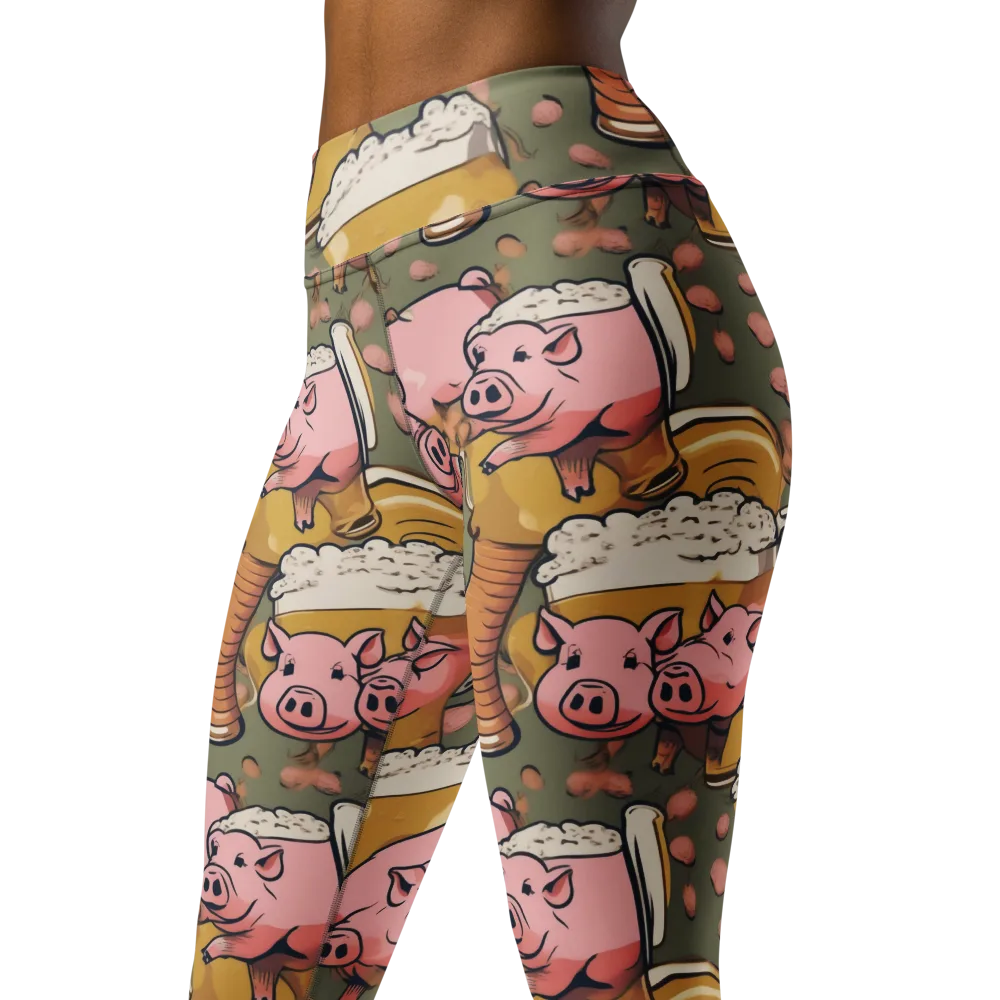 Bacon Brew on Yoga Leggings — Left Front