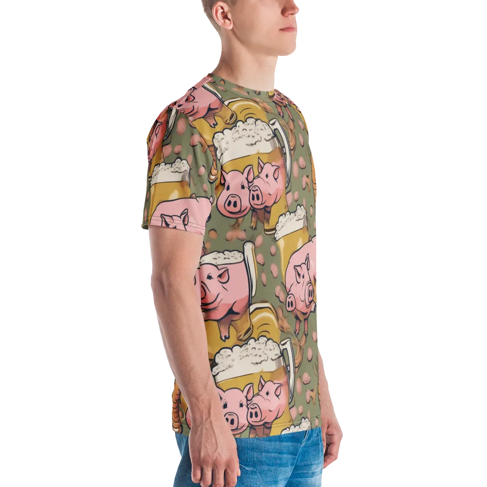 Bacon Brew on Men's Crew Neck T-Shirt — Right