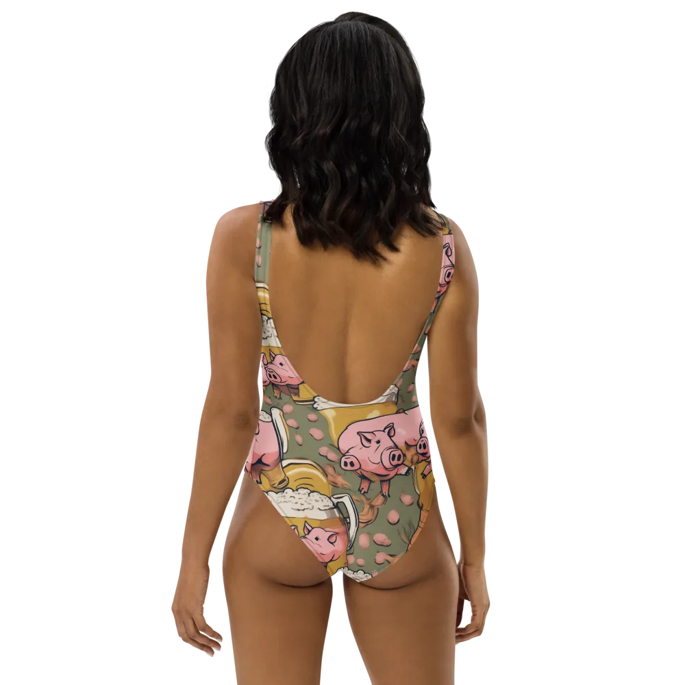 Bacon Brew on One-Piece Swimsuit — Back