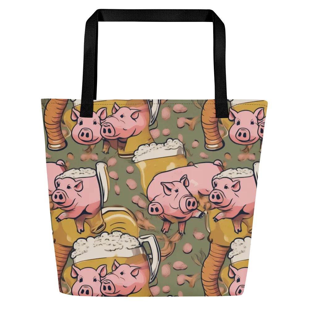 Bacon Brew on Large Tote Bag W/ Pocket — Front