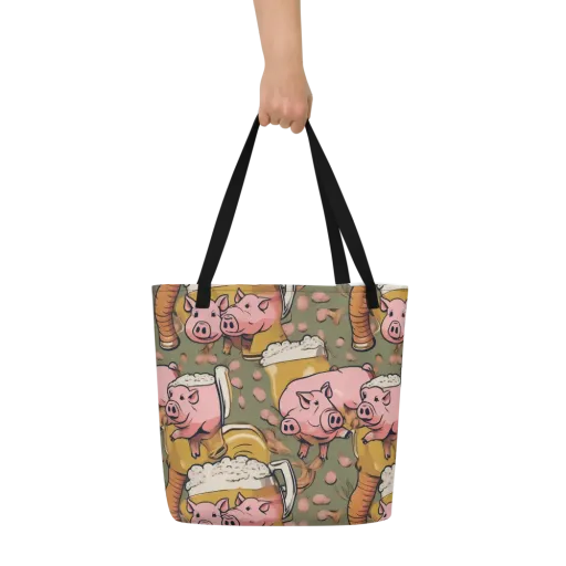 Bacon Brew on a Large Tote Bag W/ Pocket