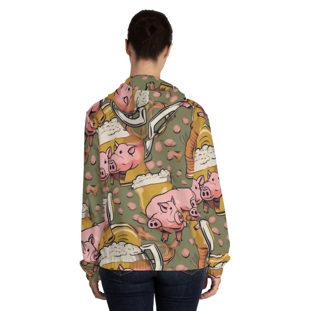 Bacon Brew on Women's Full-Zip Hoodie — Back On Person