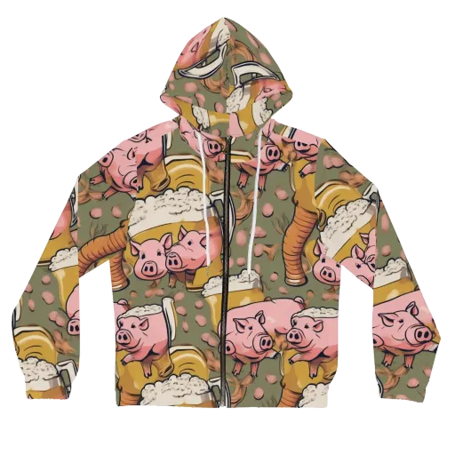Bacon Brew on a Women's Full-Zip Hoodie