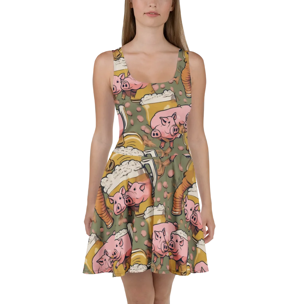 Bacon Brew on Skater Dress — Front