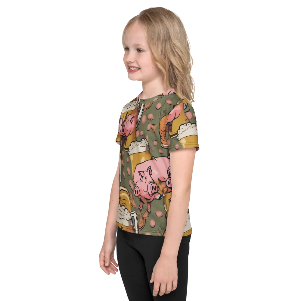 Bacon Brew on Kids Crew Neck T-Shirt — Left