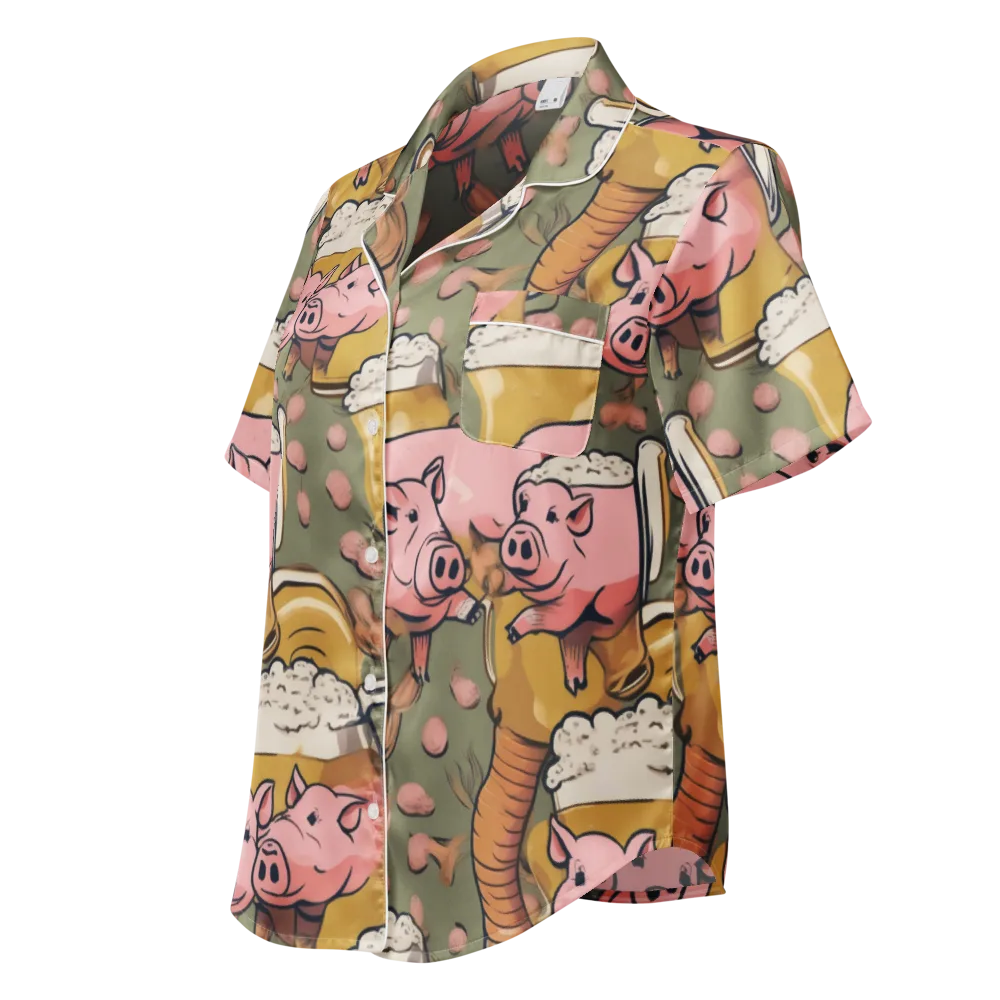 Bacon Brew on Women's Short Sleeve Pajama Top — Left Front