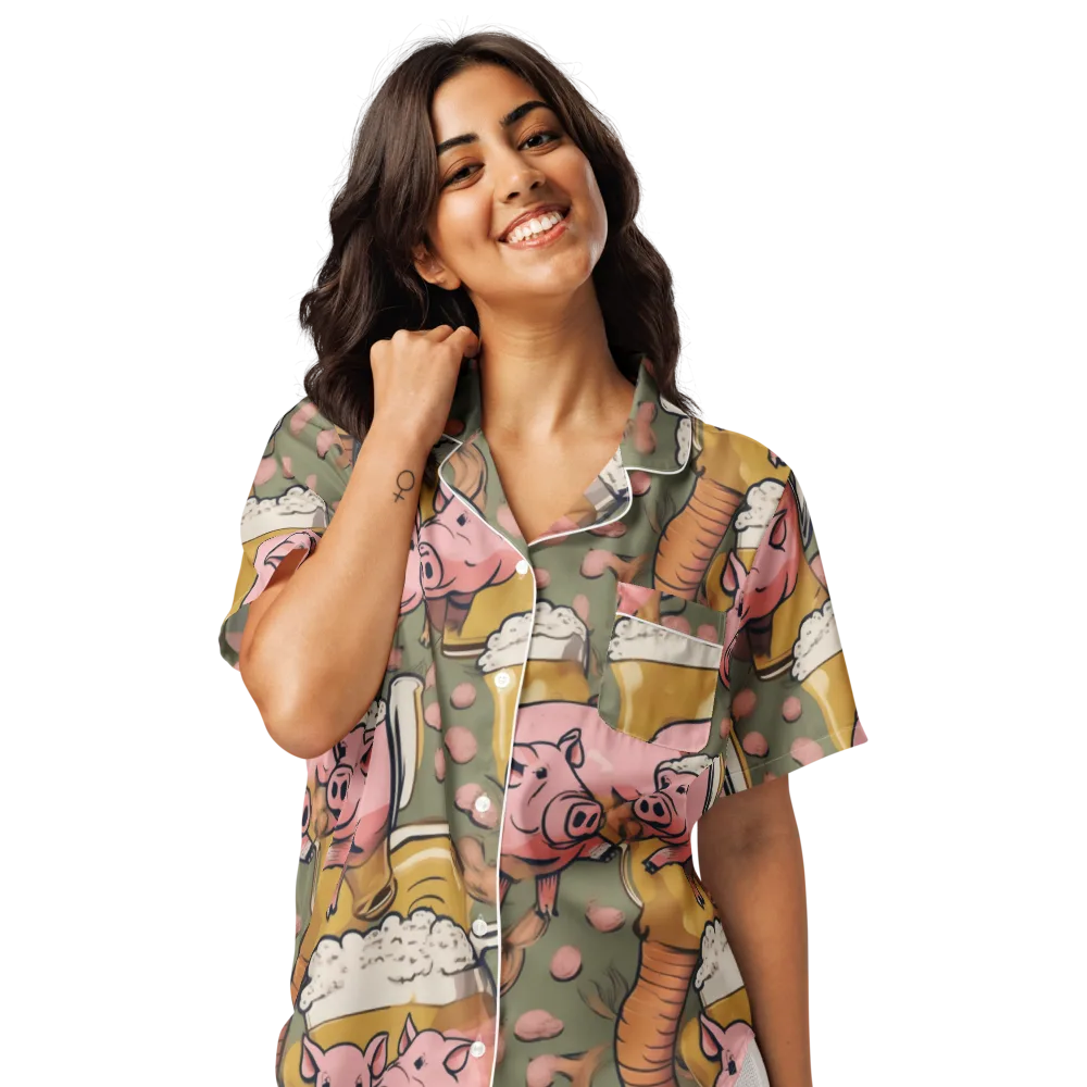 Bacon Brew on Women's Short Sleeve Pajama Top — Front