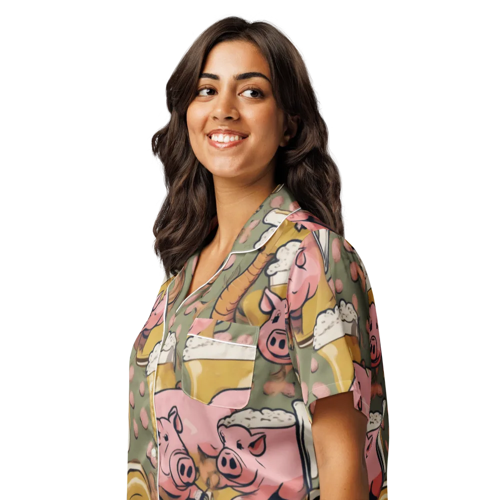 Bacon Brew on Women's Short Sleeve Pajama Top — Left Front