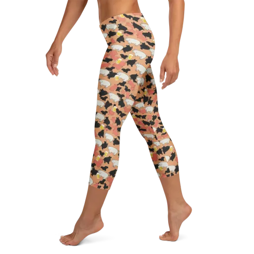 Porcine Party on a Capri Leggings