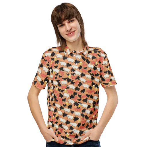 Porcine Party on a Men's Slim Fit Polo Shirt